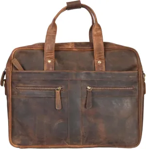 ELIZO Leather Briefcase 16 Inch Laptop Messenger Bag, Travel Computer Bag For Men & Women (Grizzly)