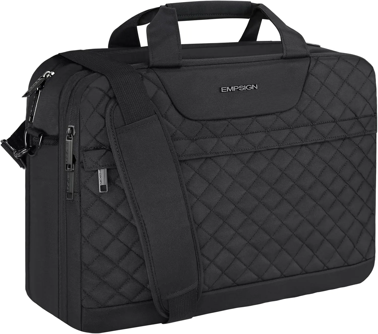 EMPSIGN 17.3 Inch Laptop Bag, Large Capacity Expandable Travel Briefcase for Women & Men Business Office, Water-Repellent Laptop Case Computer Bag with RFID Pockets, Black
