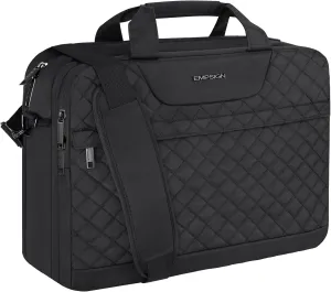 EMPSIGN 17.3 Inch Laptop Bag, Large Capacity Expandable Travel Briefcase for Women & Men Business Office, Water-Repellent Laptop Case Computer Bag with RFID Pockets, Black