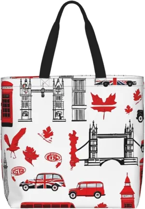 (England Symbols) Tote Bag For Women Large Reusable Shoulder Handbag Casual Shopping Travel Work Beach Grocery Bag
