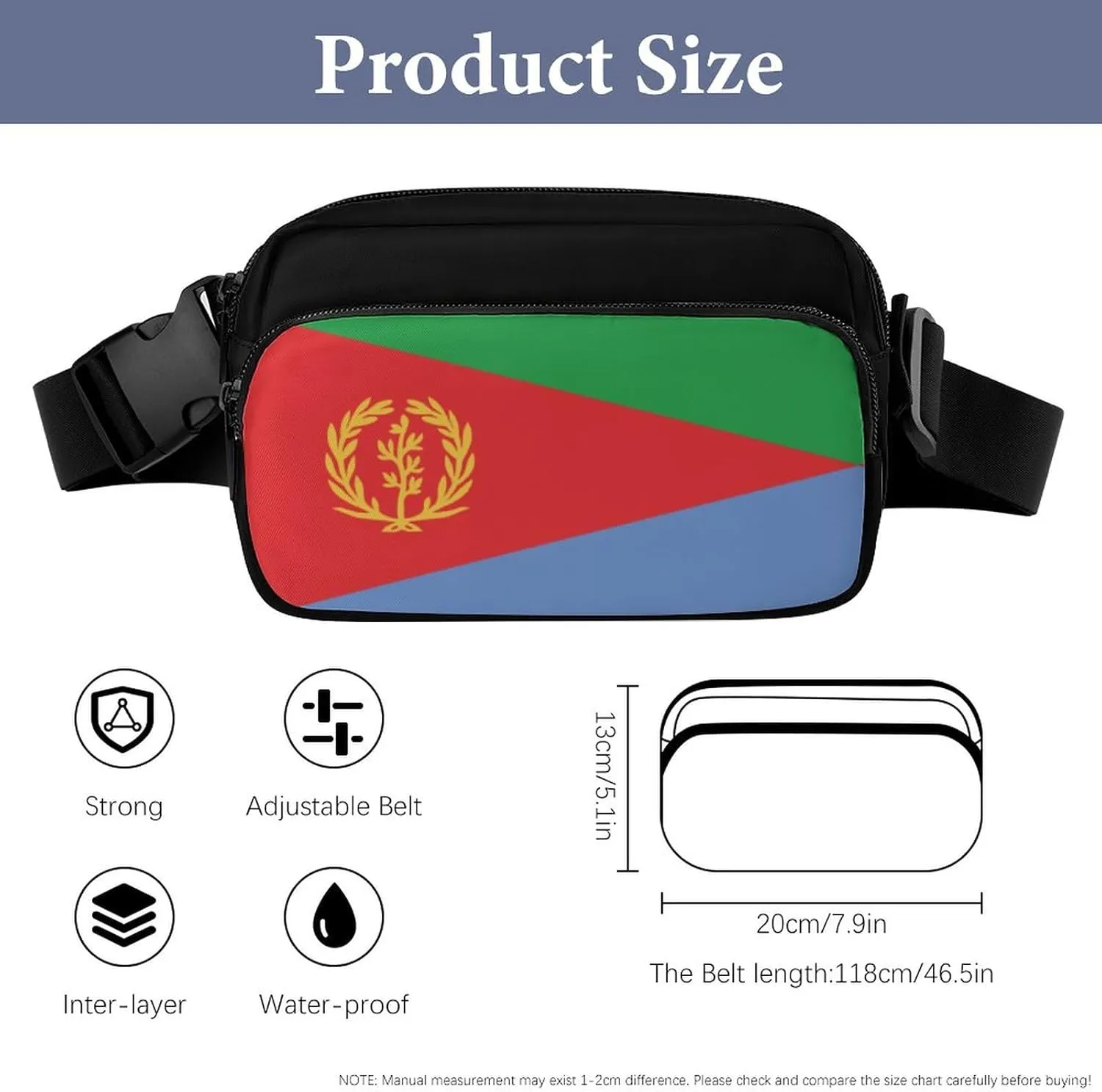 Eritrea Flag Unisex Mini Belt Bag with Adjustable Strap Small Fanny Pack Crossbody Chest Bag