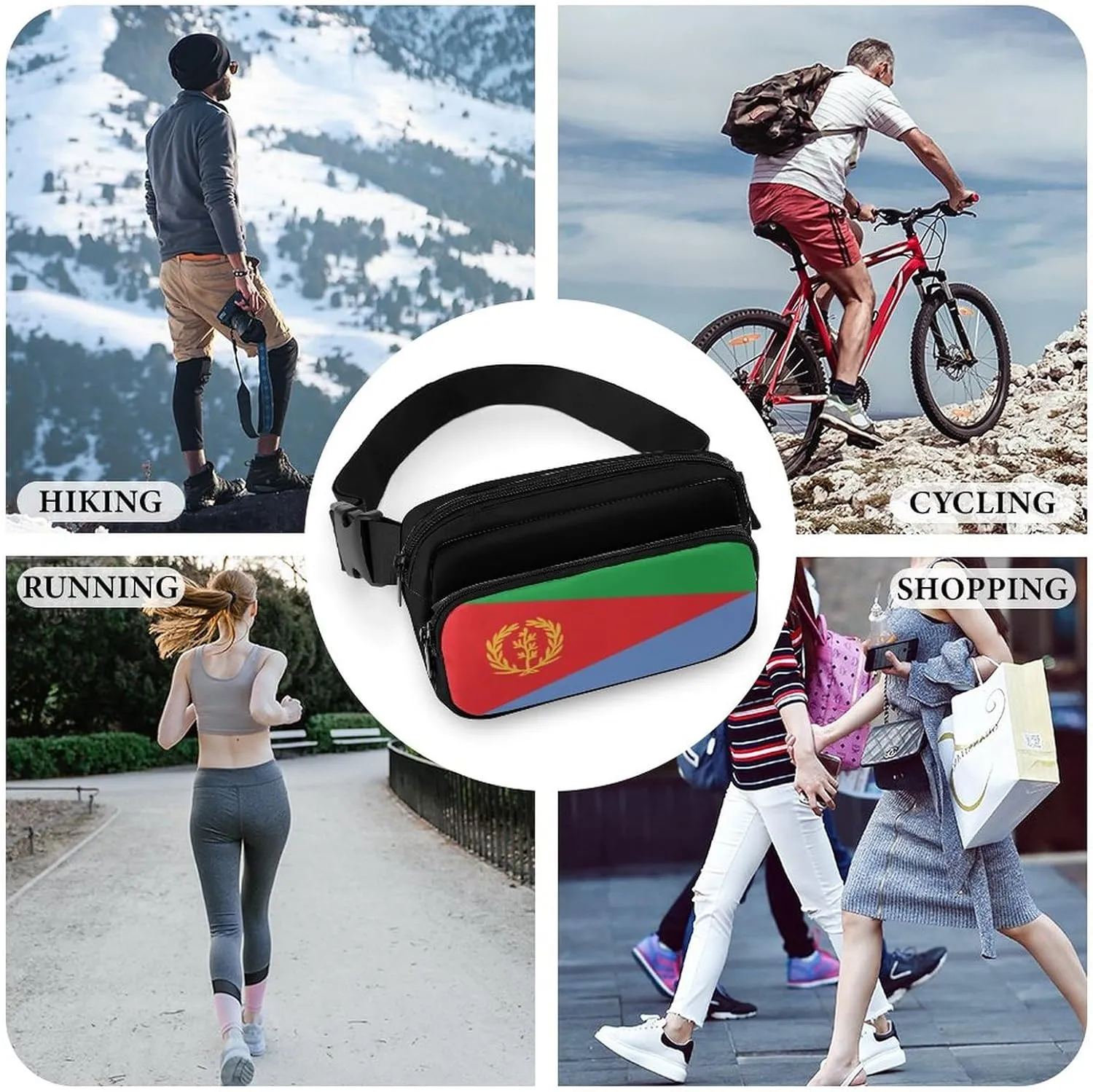 Eritrea Flag Unisex Mini Belt Bag with Adjustable Strap Small Fanny Pack Crossbody Chest Bag