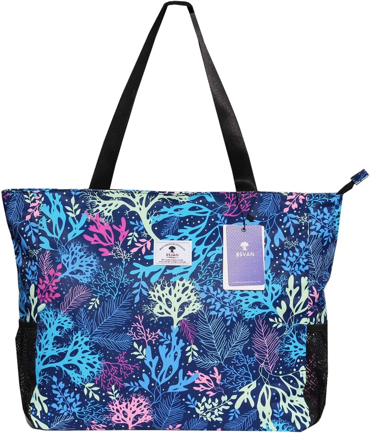 ESVAN LARGE BEACH BAG Water Resistant Lightweight 20 inch Women Oversize Tote Bag for Gym Beach Travel Pool Yoga Nurse