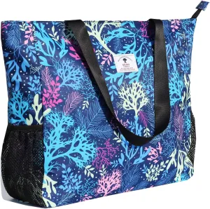 ESVAN LARGE BEACH BAG Water Resistant Lightweight 20 inch Women Oversize Tote Bag for Gym Beach Travel Pool Yoga Nurse
