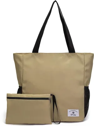 ETidy Large Capacity Foldable Tote Bag With Zipper Water-resistant SandproofWomen Beach Bag Handbag GymBag Travel ShoppingBag