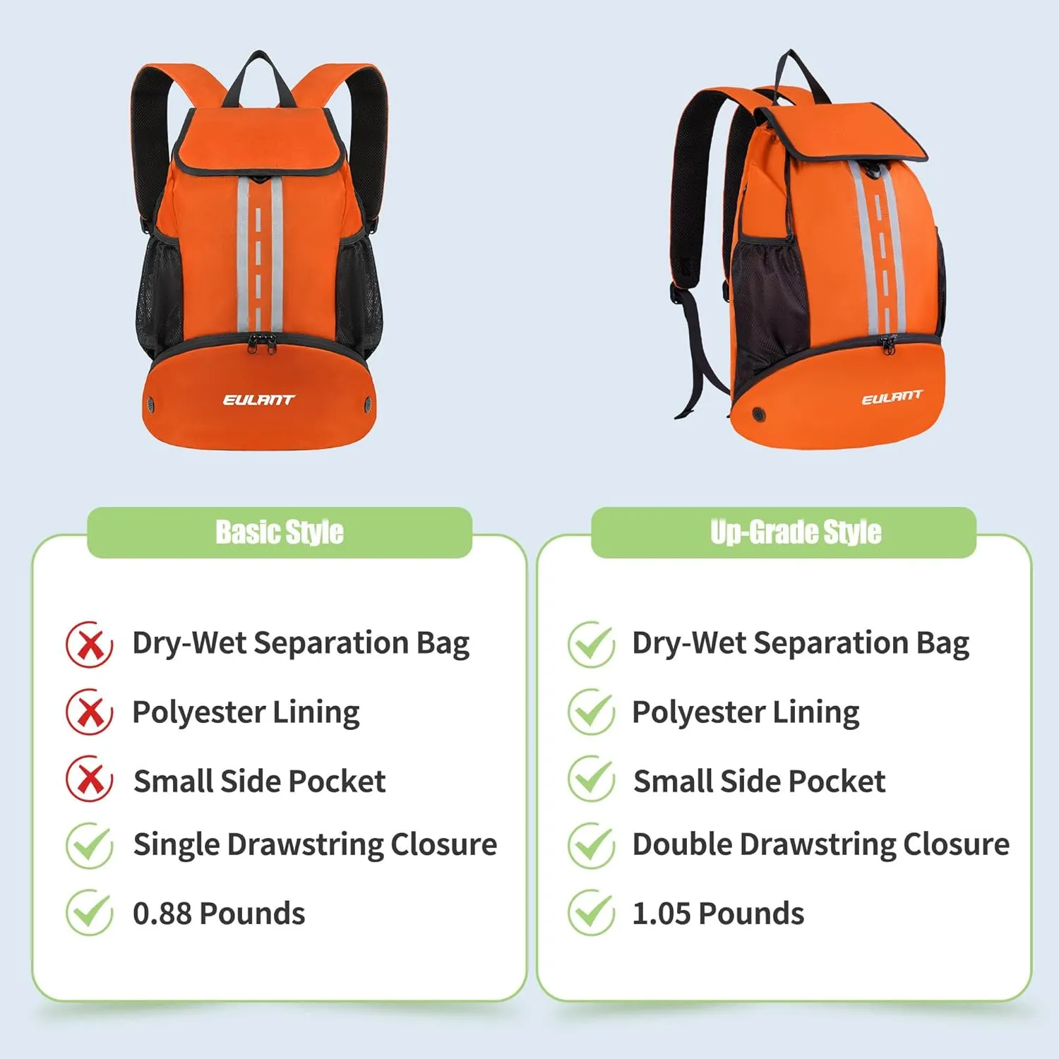 EULANT Soccer Backpack with Shoes Compartment, Waterproof Drawstring Bag for Sport Gym Swim Yoga Travel Football Volleyball