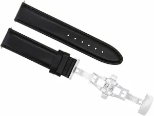 Ewatchparts 18mm Smooth Leather Watch Band Strap Waterprroof Compatible With Chopard Watch Clasp Black