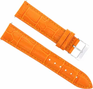 Ewatchparts 22mm Leather Watch Band Strap Compatible With Ulysse Nardin Watch Orange