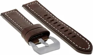 Ewatchparts 24mm Premium Leather Watch Band Strap Compatible With Pam 44mm Panerai GMT Dark Brown With White Stitching Long