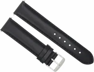 Ewatchparts 24MM SMOOTH LEATHER STRAP WATCH BAND COMPATIBLE WITH OMEGA SEAMASTER PLANET OCEAN BLACK
