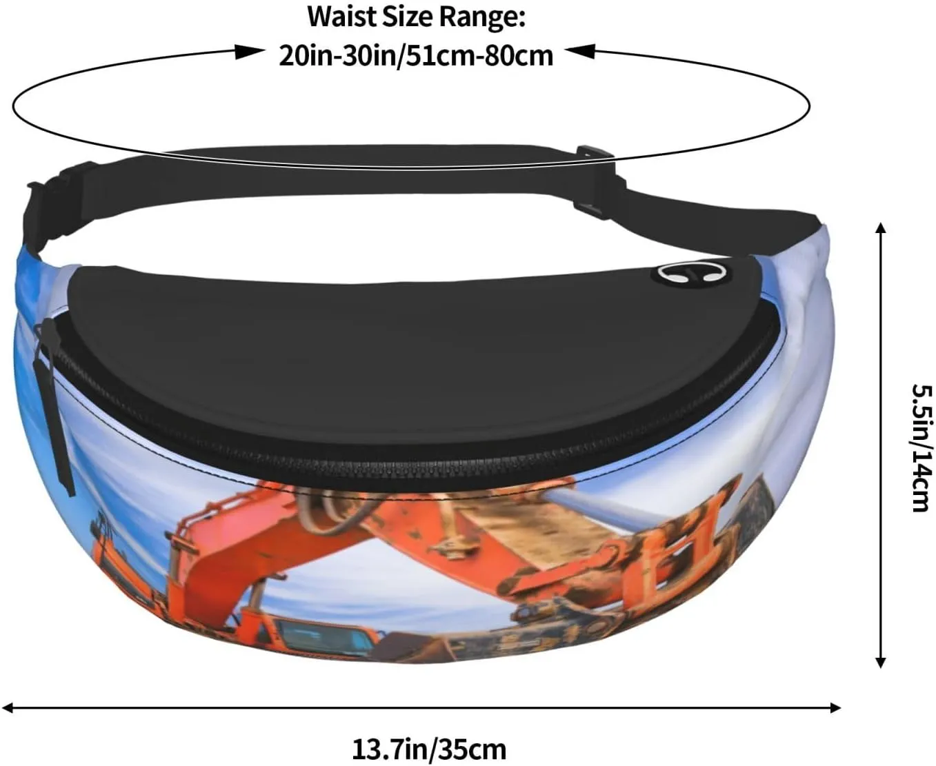 Excavator White Clouds Fanny Pack, Crossbody Waist Packs for Women Men Waist Bags with Adjustable Strap for Travel Running Hiking Sport