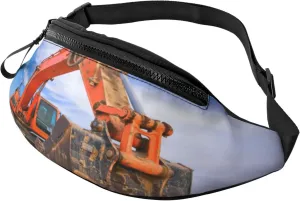 Excavator White Clouds Fanny Pack, Crossbody Waist Packs for Women Men Waist Bags with Adjustable Strap for Travel Running Hiking Sport