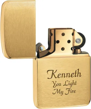 Executive Gift Shoppe | Personalized Lighter | Free Engraving | Brush Brass 1941 Replica | Reliable Flint Wheel Ignition | Wind Resistant | Great for Groomsmen & Bridesmaids | Fuel Not Included