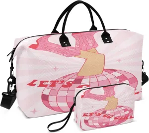 Exnundod Cowgirl Boots with Disco Ball Travel Duffel Bags for Women Retro Female Legs Sports Gym Bag Weekender Carry On Tote Overnight Luggage Duffle Bags