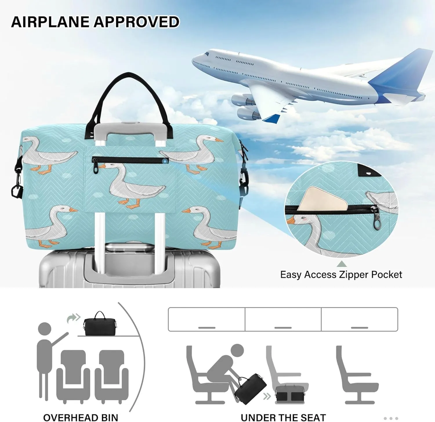 Exnundod Women Weekender Bags Googe with Dot Travel Duffel Bags Carry On Overnight Bag Cartoon Large Hospital Tote Luggage