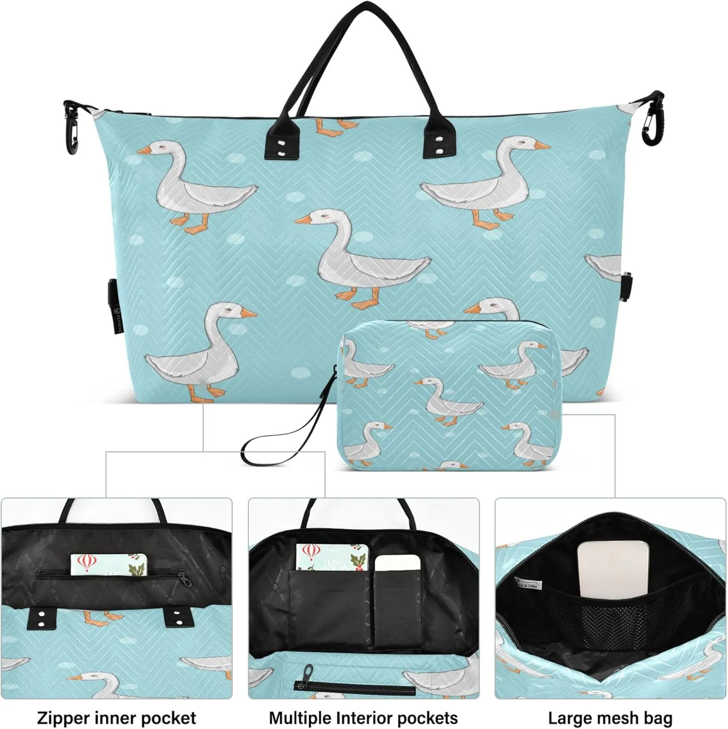 Exnundod Women Weekender Bags Googe with Dot Travel Duffel Bags Carry On Overnight Bag Cartoon Large Hospital Tote Luggage