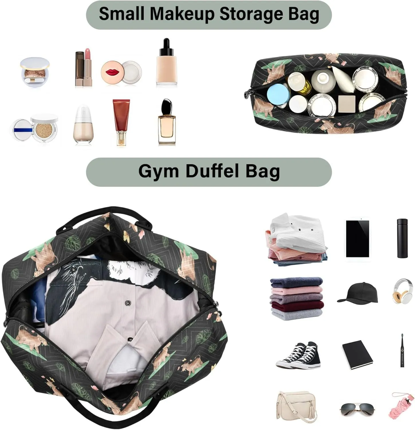 Exnundod Women Weekender Bags Little Farm Cattle Travel Duffel Bags Carry On Overnight Bag Butterfly Leaves Large Hospital Tote Luggage