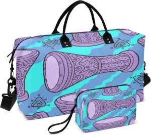 Exnundod Women Weekender Bags Purple Africa Drums Gym Bags Carry On Overnight Duffle Large Duffle Tote Hospital Bag for Business Trip, Yoga