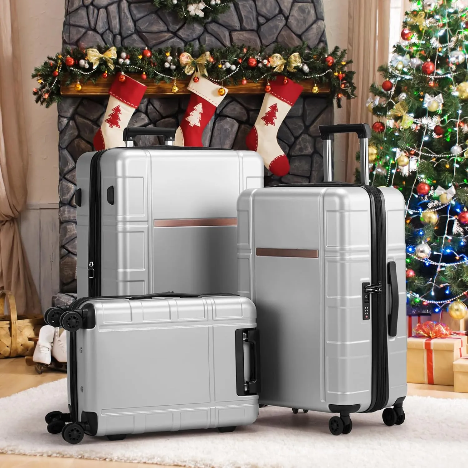 Expandable Carry on Luggage 22x14x9 Airline Approved, ABS PC HardShell Small Suitcase with Wheels, Waterproof Durable Carry on Suitcase with TSA Lock for Travel Business - Silver Gray, 20In
