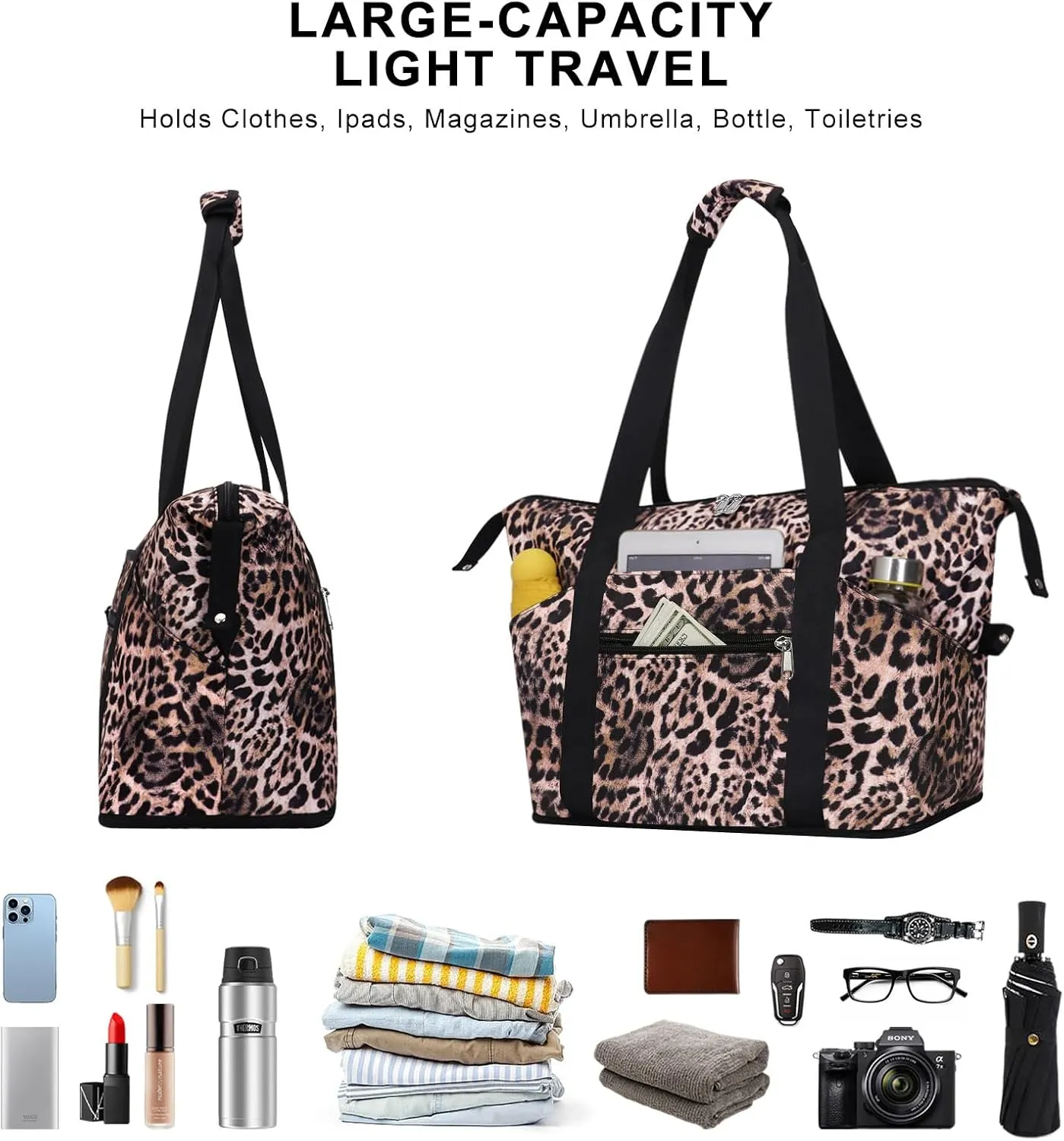 Expandable Duffel Bag for Women with Trolley Sleeve/Wet Pocket Weekender Travel Tote Large Carry On Overnight Luggage