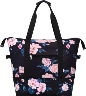 Expandable Duffel Bag for Women with Trolley Sleeve/Wet Pocket Weekender Travel Tote Large Carry On Overnight Luggage