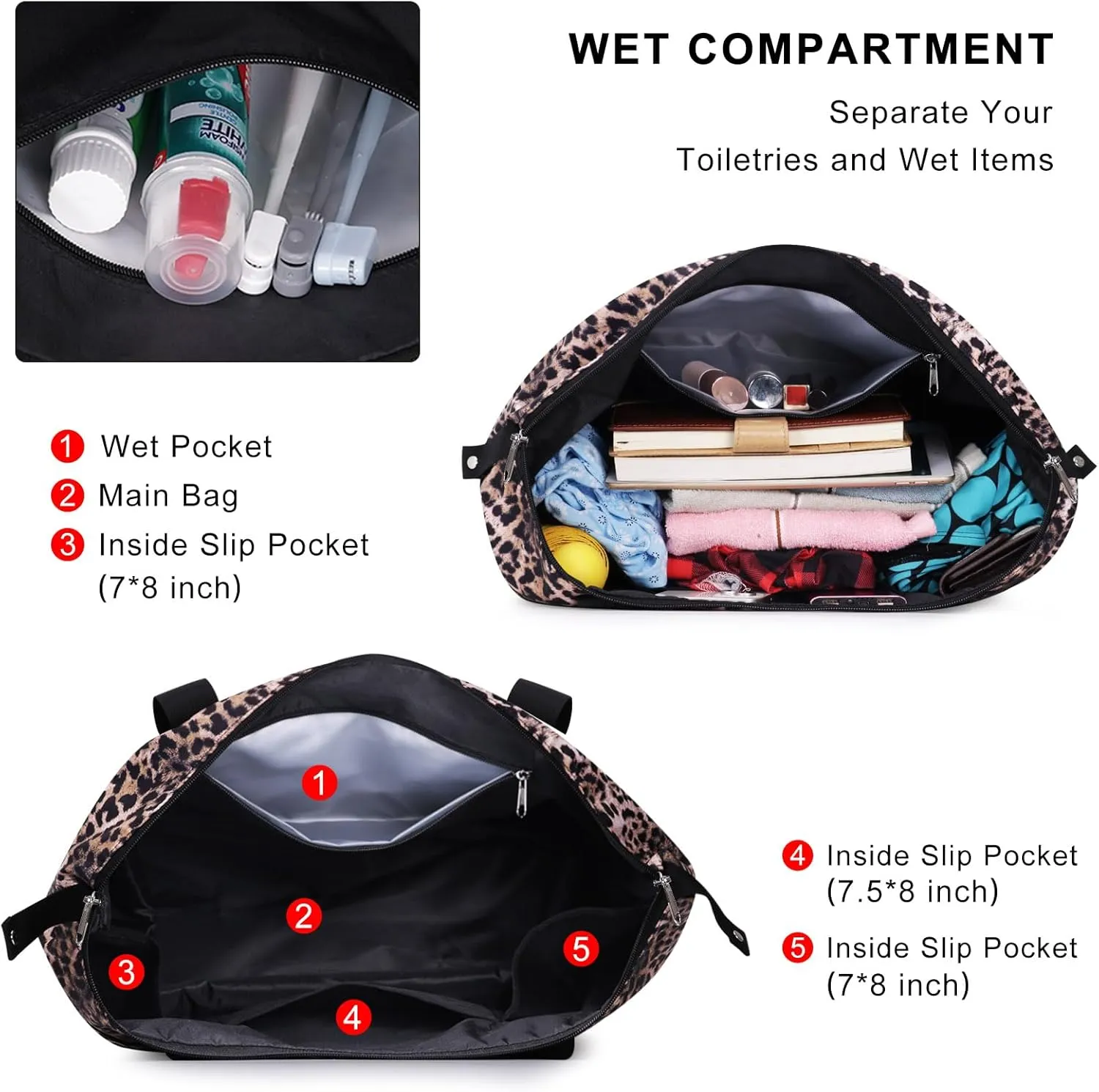 Expandable Duffel Bag for Women with Trolley Sleeve/Wet Pocket Weekender Travel Tote Large Carry On Overnight Luggage
