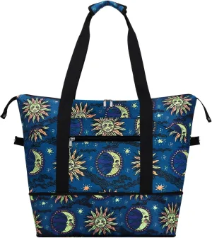 Expandable Duffel Bag for Women with Trolley Sleeve/Wet Pocket Weekender Travel Tote Large Carry On Overnight Luggage