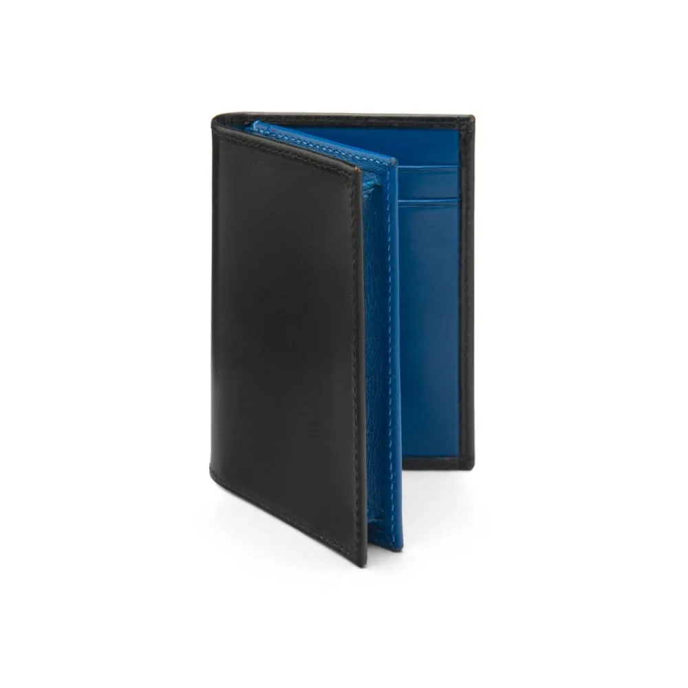Expandable Leather Business Card Case - Black With Cobalt