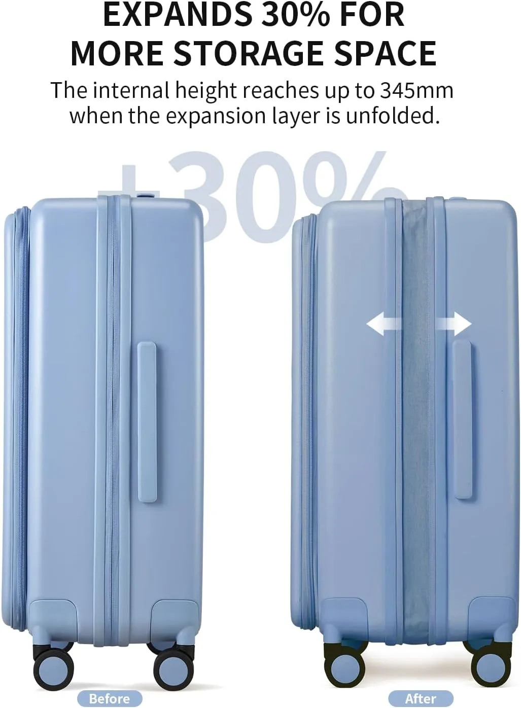Expandable Top Opening 26 Inch Checked Luggage with Spinner Wheels, Large Suitcase with TSA Lock, Hard Shell Travel luggage Suitcases for Men Women, for 20 Days Travel, Blueberry Blue