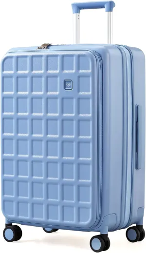 Expandable Top Opening 26 Inch Checked Luggage with Spinner Wheels, Large Suitcase with TSA Lock, Hard Shell Travel luggage Suitcases for Men Women, for 20 Days Travel, Blueberry Blue