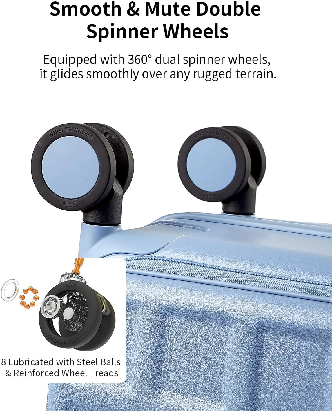Expandable Top Opening 26 Inch Checked Luggage with Spinner Wheels, Large Suitcase with TSA Lock, Hard Shell Travel luggage Suitcases for Men Women, for 20 Days Travel, Blueberry Blue