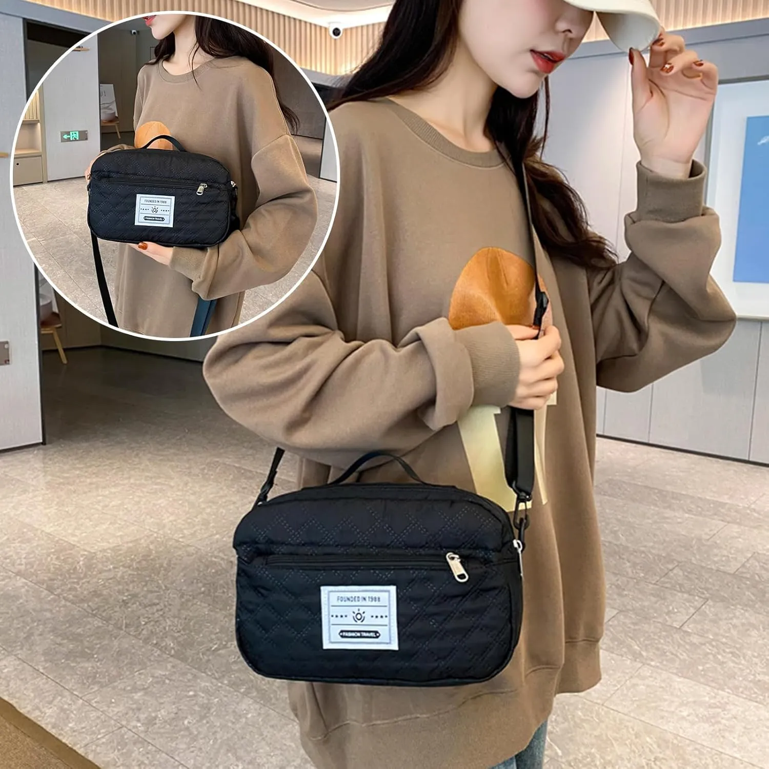 Expandable Weekender Bag for Women - Waterproof Large Capacity Travel Duffle with Multi-Compartment Organizer, Weekend Trips & Business Travel (black)