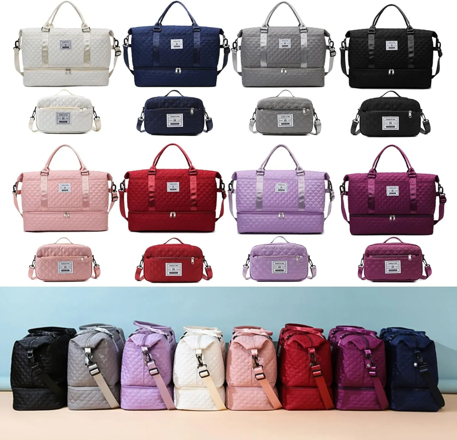Expandable Weekender Bag for Women - Waterproof Large Capacity Travel Duffle with Multi-Compartment Organizer, Weekend Trips & Business Travel (black)