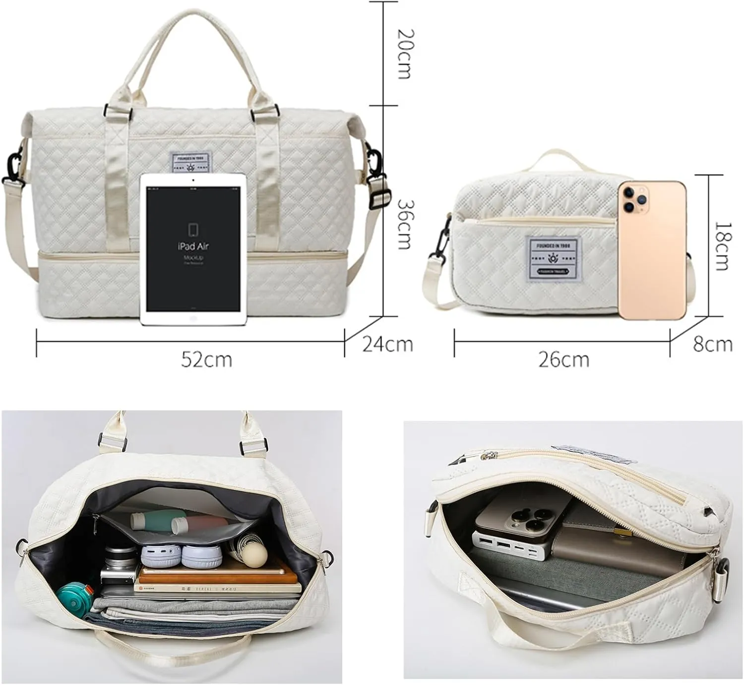 Expandable Weekender Bag for Women - Waterproof Large Capacity Travel Duffle with Multi-Compartment Organizer, Weekend Trips & Business Travel (black)