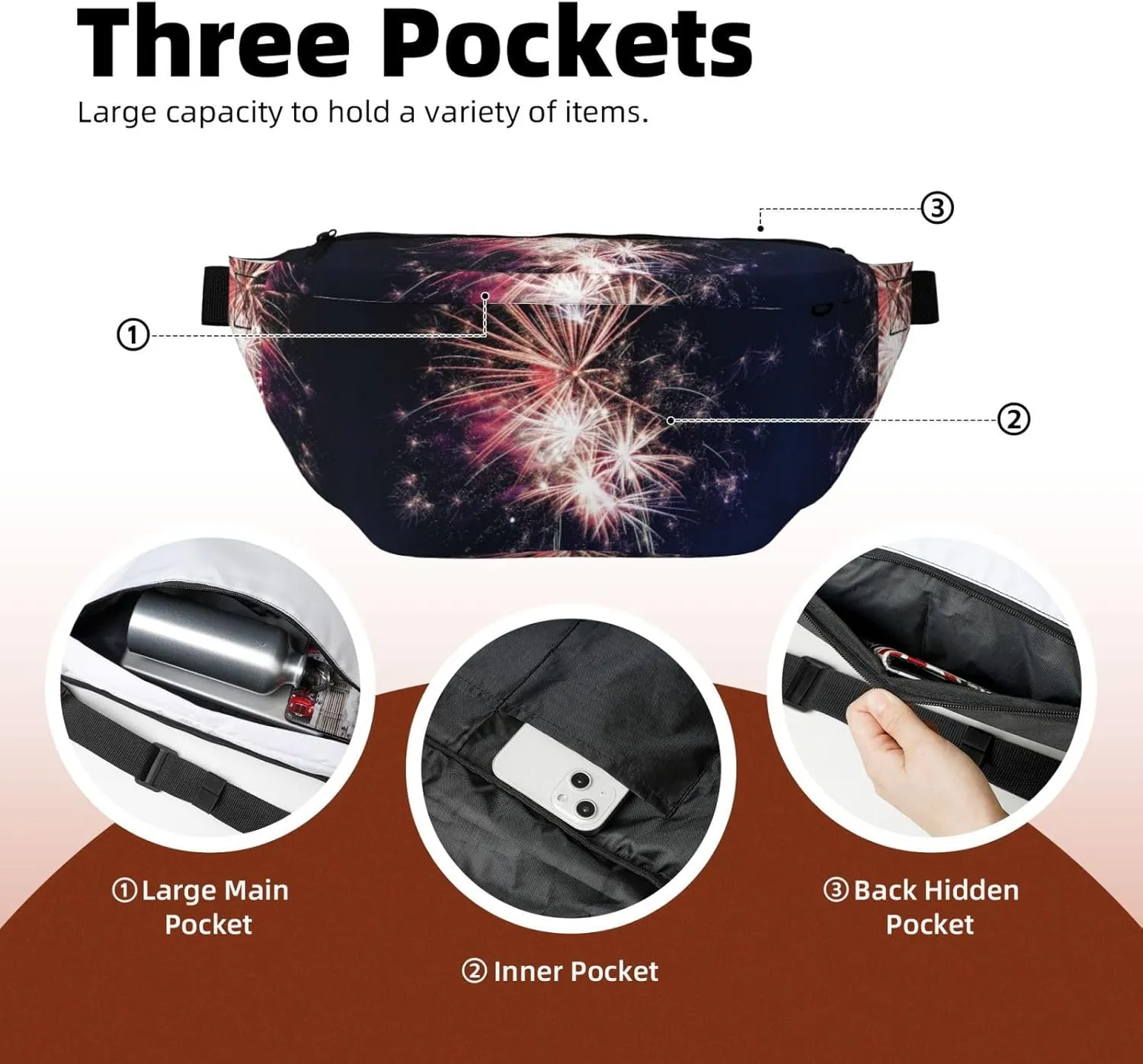 Explosion Firework Fanny Pack Crossbody Bag â€“ Fashionable Sling Bag for Travel, Running, Cycling, and Everyday Use