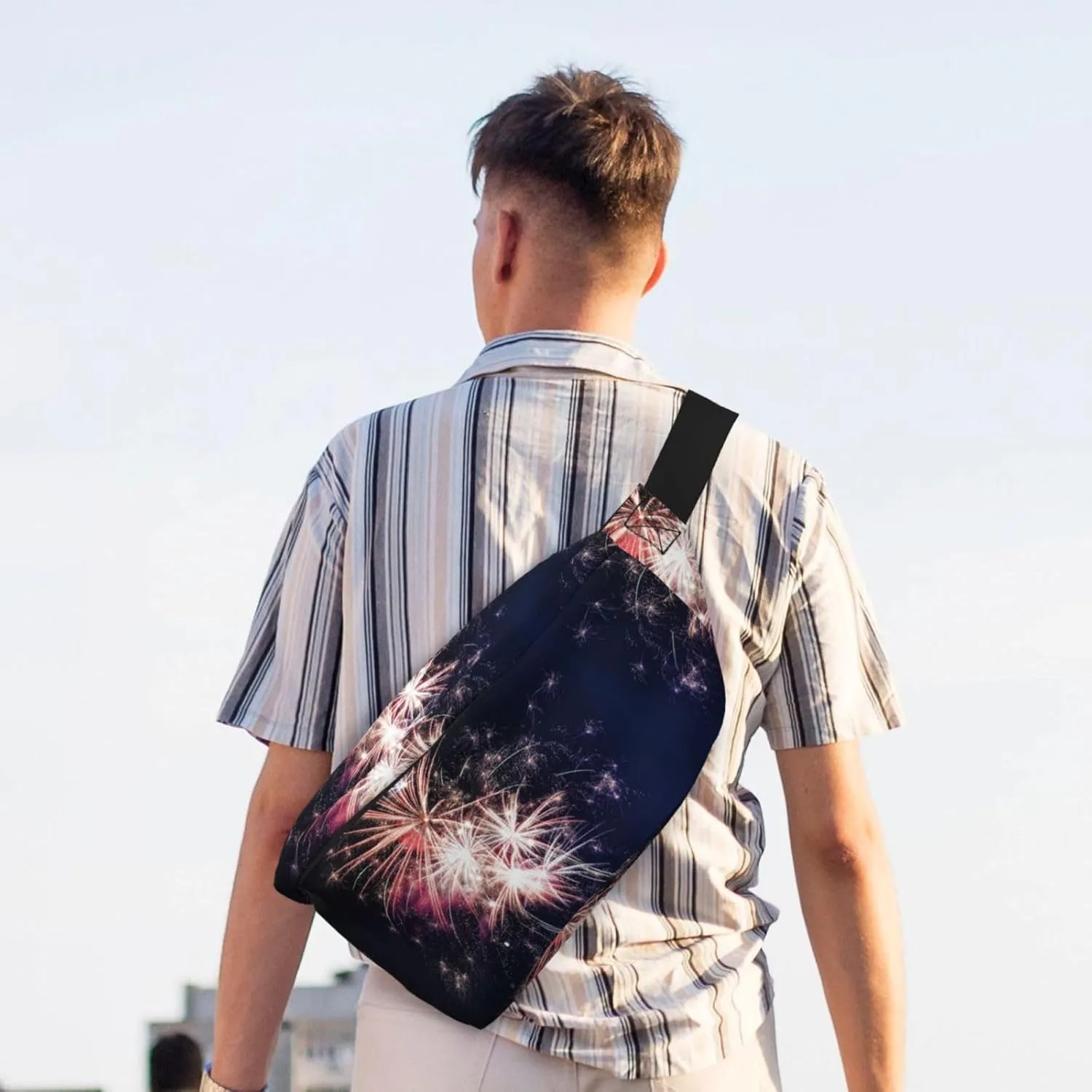 Explosion Firework Fanny Pack Crossbody Bag â€“ Fashionable Sling Bag for Travel, Running, Cycling, and Everyday Use