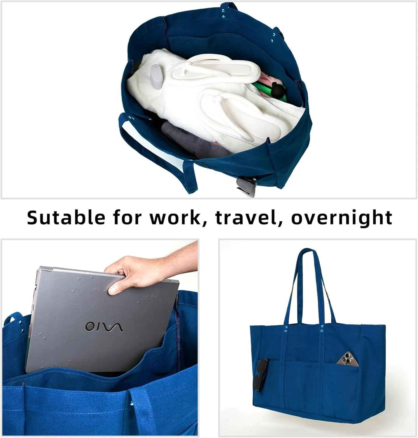 Extra Large Canvas Tote Bag Large Utility Tote Bag Reusable Grocery Bags Heavy Duty for Nursing Travel Shopping