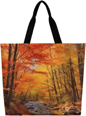 Fall Foliage Tote Bag Large Reusable Grocery Bag Fasion Handbag Women Casual Shoulder Bag for Office Shopping Travel