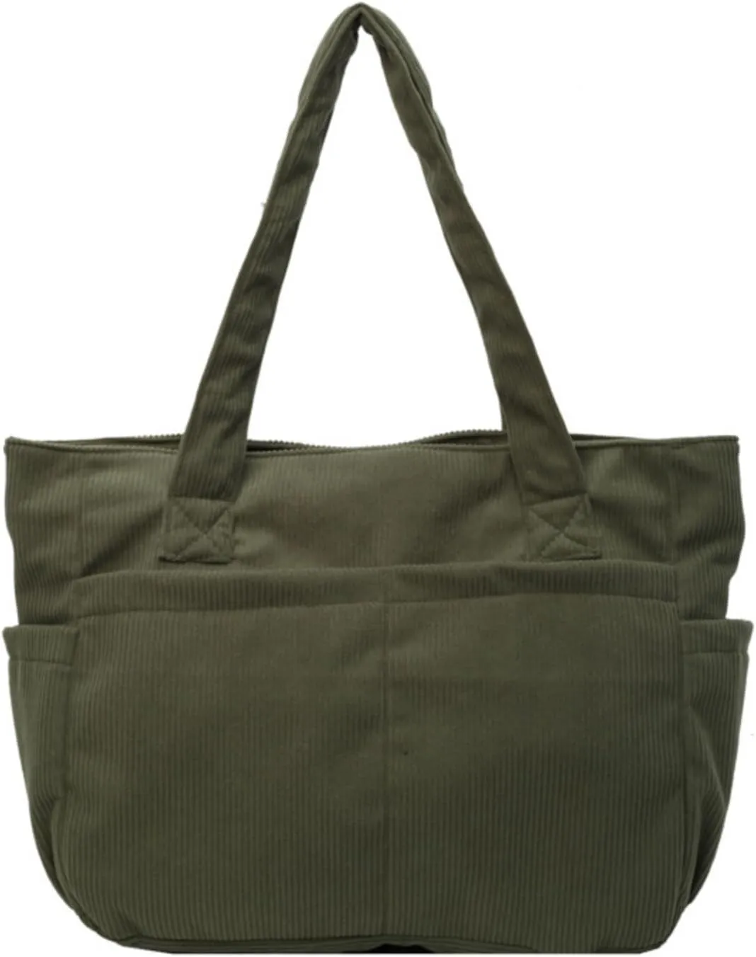 Fall Winter Corduroy Tote Bag Large Capacity Handbag with Multiple Pockets Fashion Shoulder Bag for Women