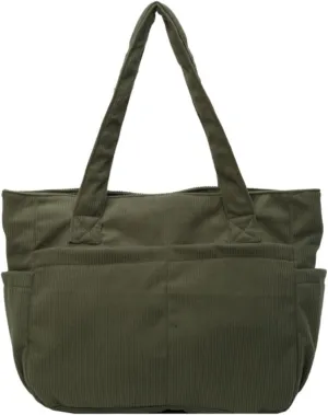 Fall Winter Corduroy Tote Bag Large Capacity Handbag with Multiple Pockets Fashion Shoulder Bag for Women