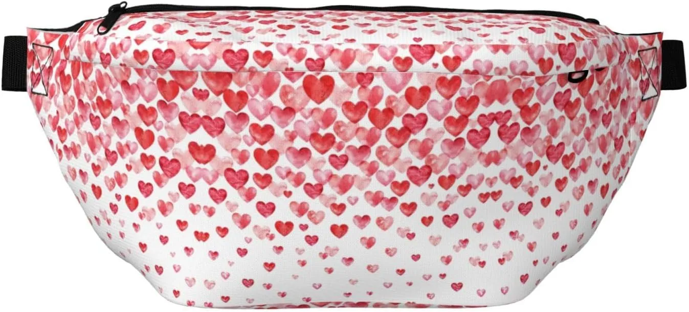 Falling Red Hearts Fanny Pack Crossbody Bag â€“ Fashionable Sling Bag for Travel, Running, Cycling, and Everyday Use