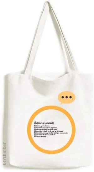 Famous Poetry Quote Believe In Yourself Expression Gift Sack Canvas Tote Shoulder Bag