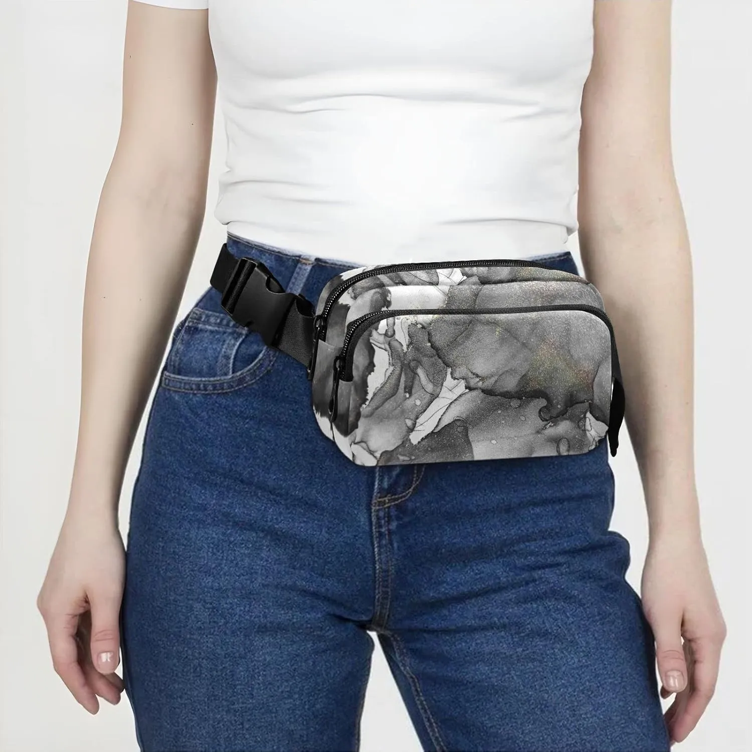 Fanny Pack Crossbody for Women & Men Marble Color Background WaistPack with Adjustable Strap Pack Belt Bag Hip Bum Bag for Running Hiking Cycling Workout Traveling