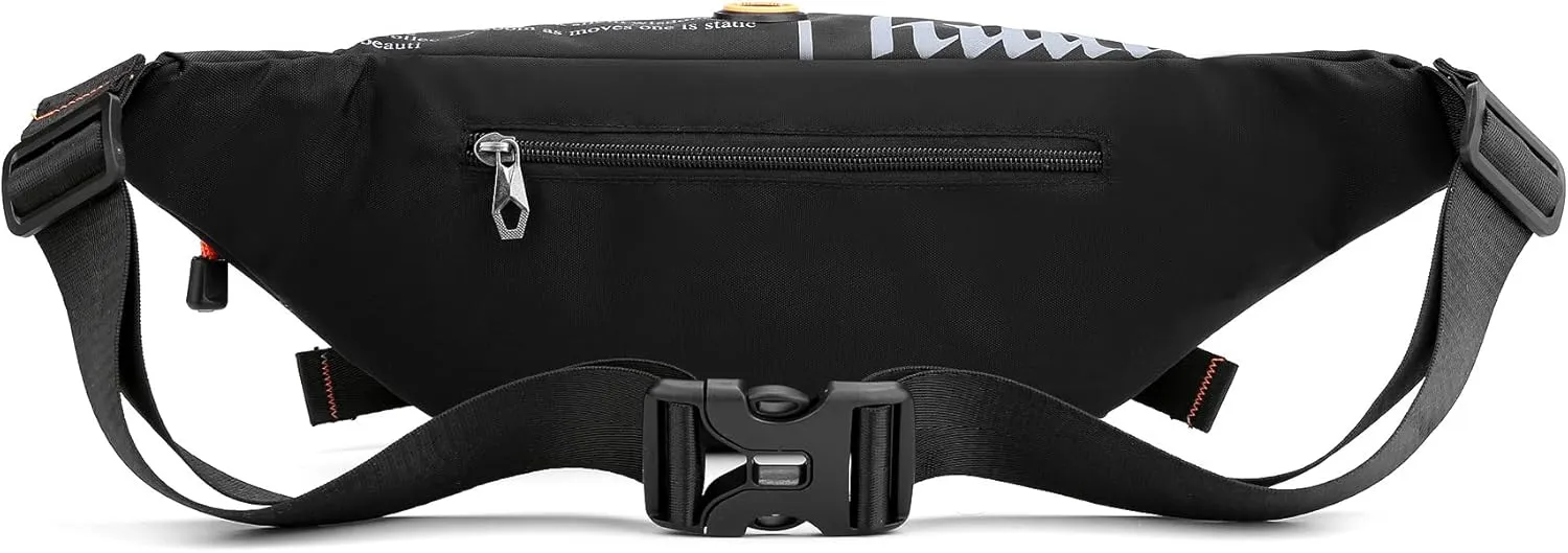 Fanny Pack for Men Women Waist Bag with Headphone Jack Utility Hip Belt Pouch Crossbody Bags Bumbag for Cycling Hiking Walking Fishing Black02