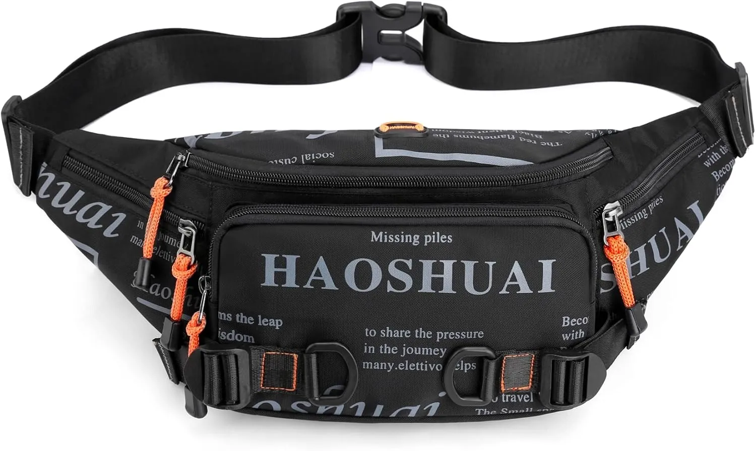 Fanny Pack for Men Women Waist Bag with Headphone Jack Utility Hip Belt Pouch Crossbody Bags Bumbag for Cycling Hiking Walking Fishing Black02