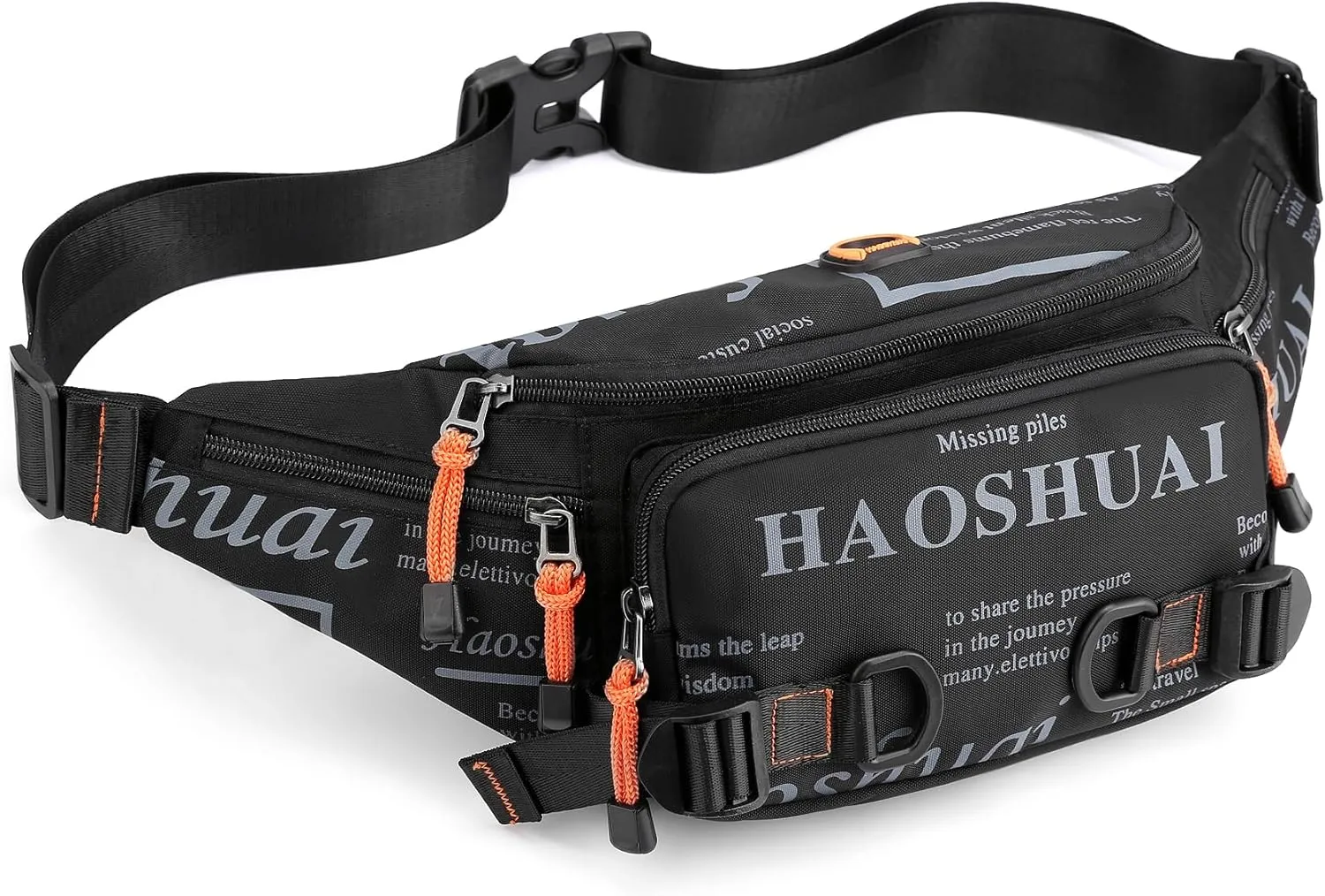 Fanny Pack for Men Women Waist Bag with Headphone Jack Utility Hip Belt Pouch Crossbody Bags Bumbag for Cycling Hiking Walking Fishing Black02