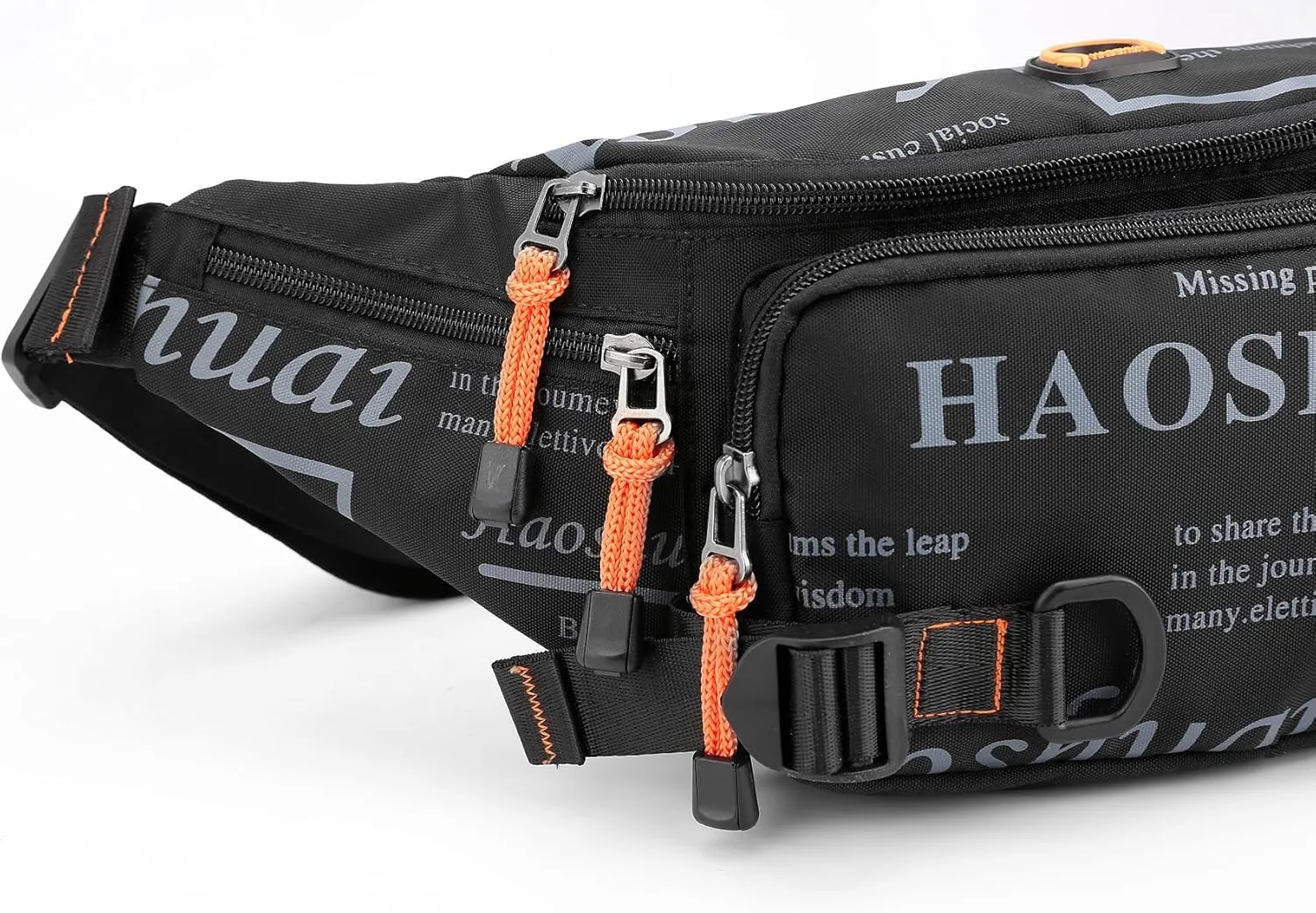 Fanny Pack for Men Women Waist Bag with Headphone Jack Utility Hip Belt Pouch Crossbody Bags Bumbag for Cycling Hiking Walking Fishing Black02