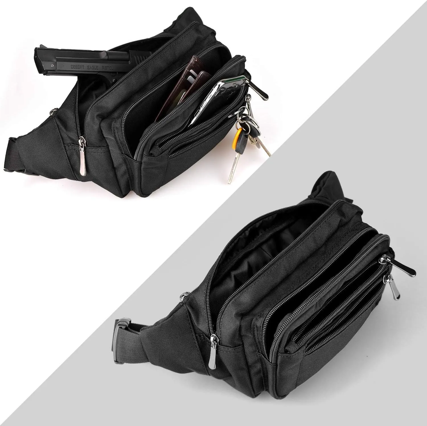 Fanny Pack for Men&Women Waterproof Waist Pack Bag Hip Bum Bag with Rain Cover Adjustable Strap for Sports Outdoors Workout Running Traveling Hiking Cycling Dog Walking Casual Fishing