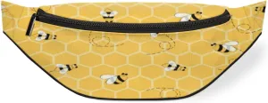 Fanny Pack for Women Men Waist Pack Cartoon Bee Geometric Patterns Crossbody Bag with Adjustable Straps for Hiking Running Walking Travel Cycling