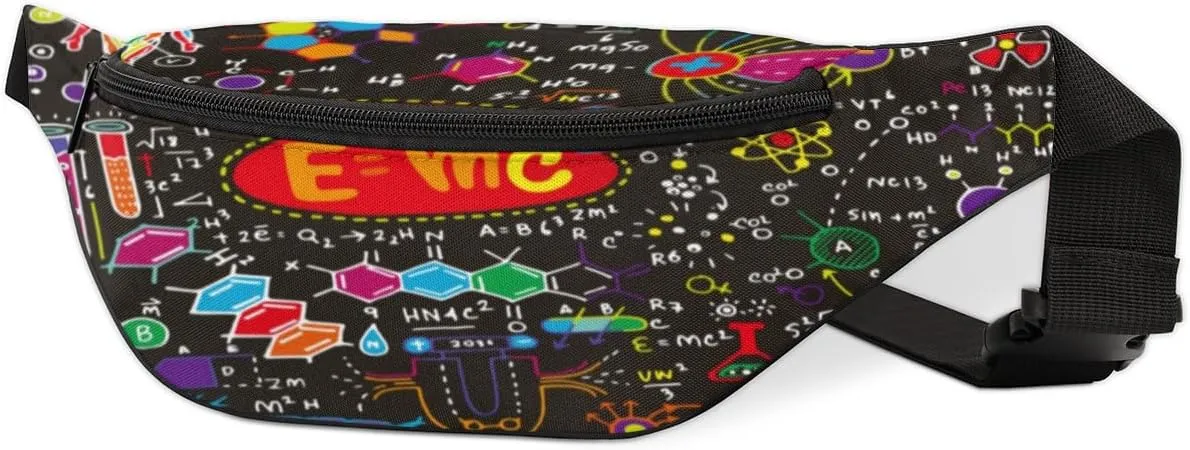 Fanny Pack for Women Men Waist Pack Cartoon Physics Element Pattern Crossbody Bag with Adjustable Straps for Hiking Running Walking Travel Cycling